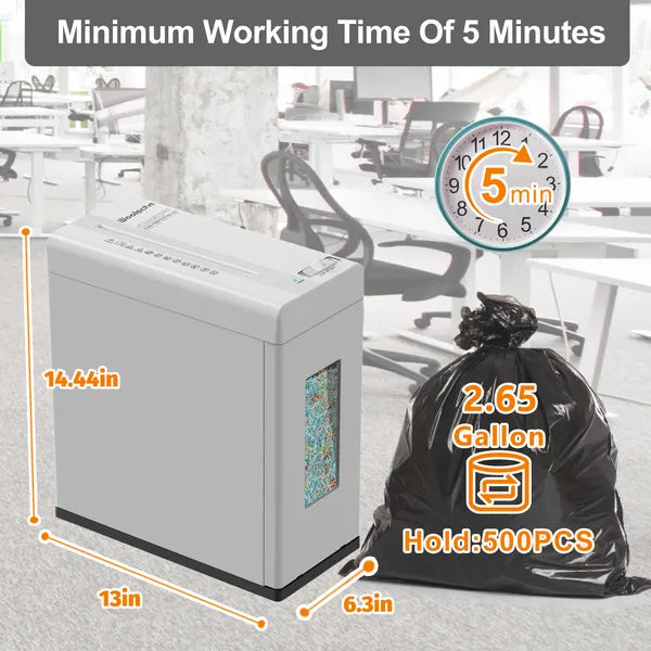 Paper Shredder, 5-Sheet Micro Cut With 2.65 Gallons Bin, P-5 High Security Level, 5 Munites Non-Stop Working Time, Compact Design Pull Out Basket With Jam Proof System For Home Office