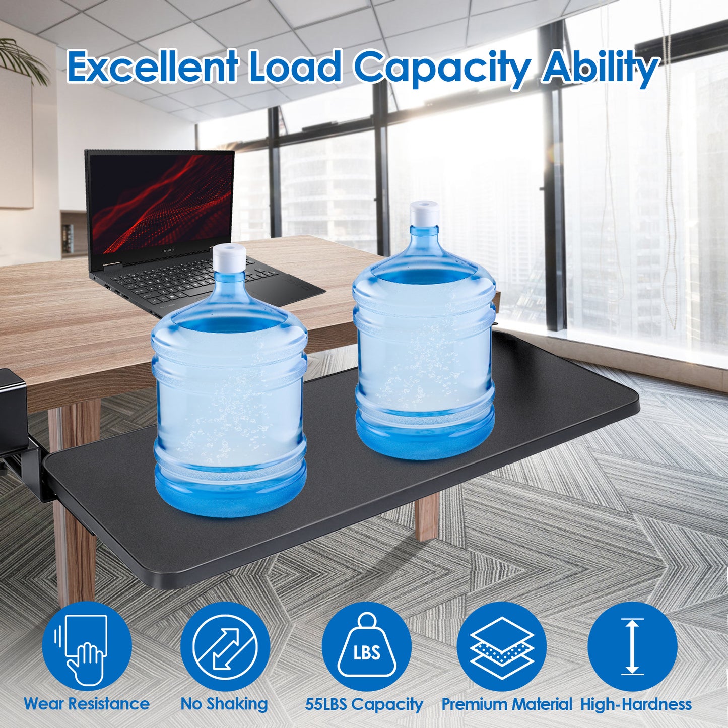 1Pc 25.59x9.64x0.51in Keyboard Mouse Tray Under Desk Retractable Slide Out Drawer Height Adjustable With C Clamp 55LBS Load