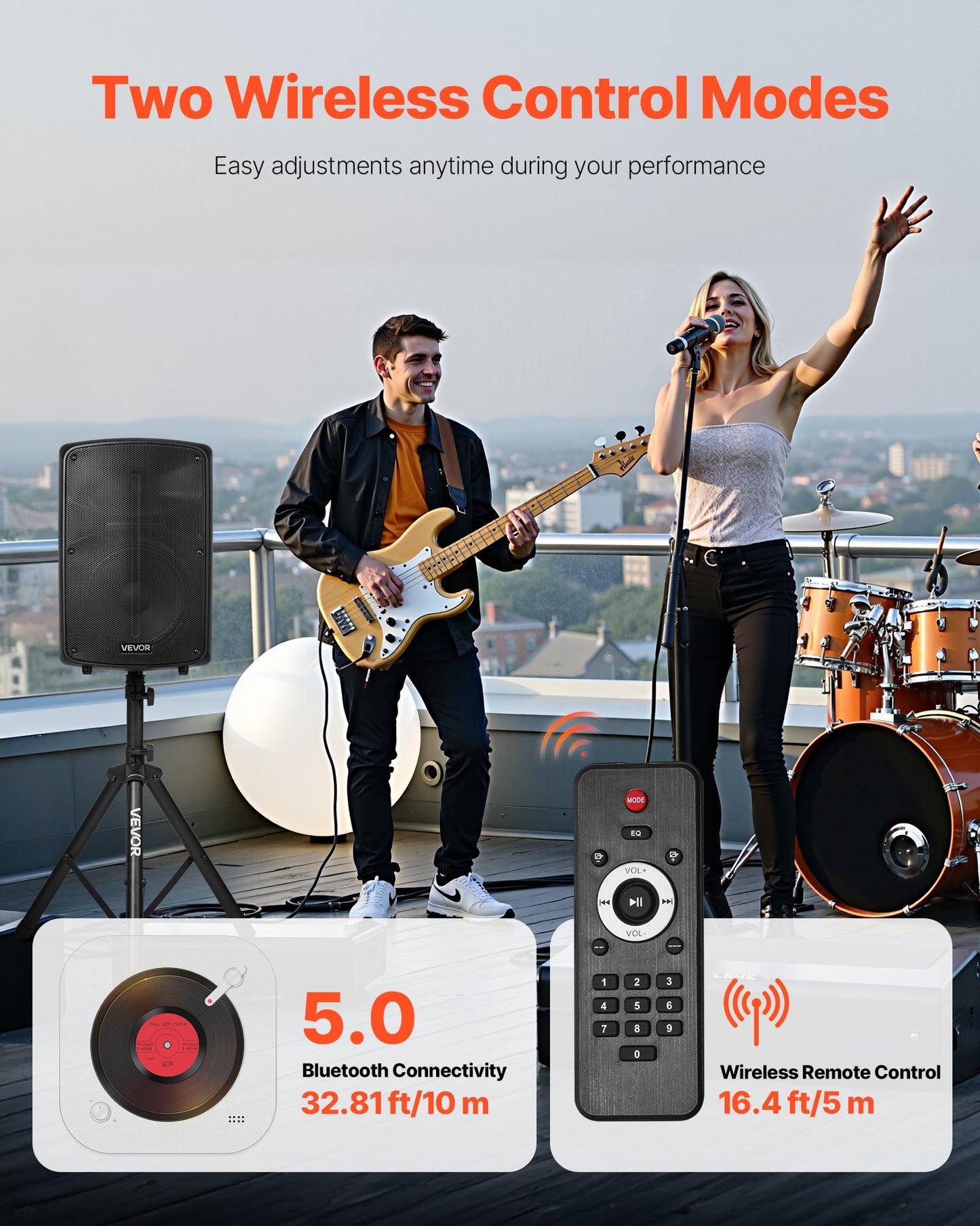 2 X 10 In Speakers PA System 800W Mixer Wireless Bluetooth Mic For DJ Party