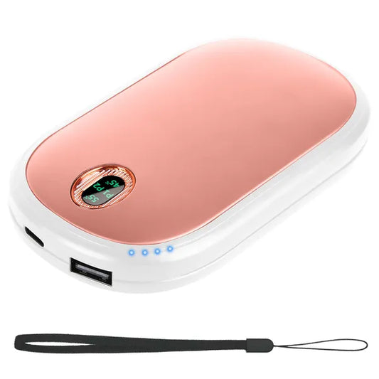 Rechargeable Hand Warmer Electric Hand Heater Portable Reusable Pocket Warmer Power Bank With Digital Display 2 Levels Double-sided Heating