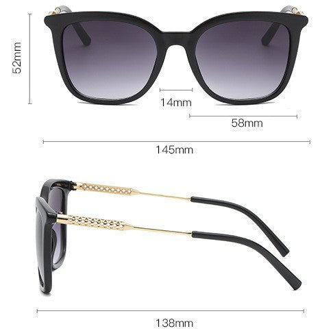 Womens Retro-Style Fashionable Metal Hollow-Out Sunglasses