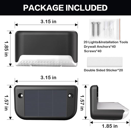 32&16 PCS Solar Deck Lights Outdoor Solar Step Lights Waterproof Led Solar Lights For Outdoor Stairs Step Fence Yard Patio And Pathway Family's Gifts  Warm White