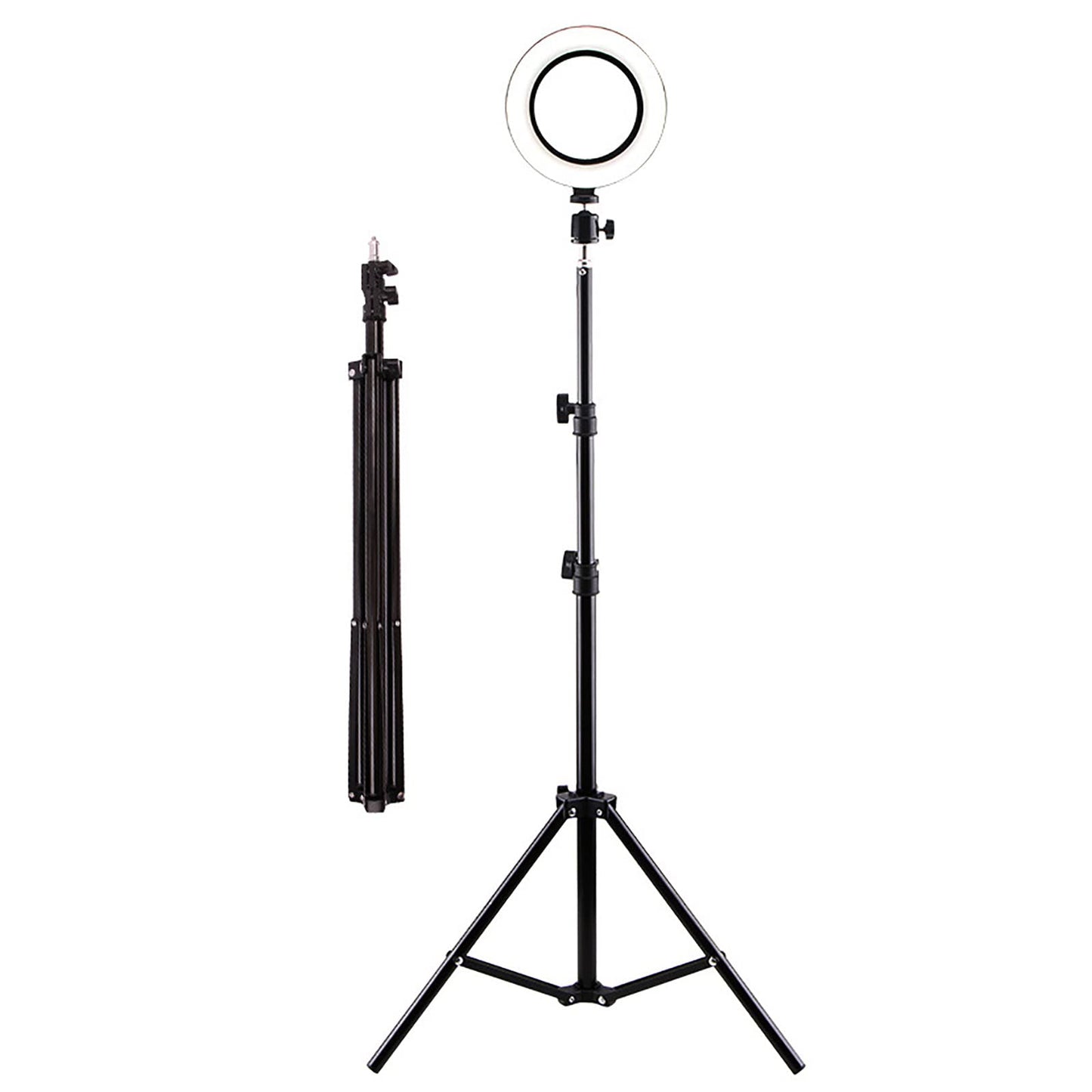 10 Inch Led Selfie Light Height Adjustable Protable Ring Lamp Tricolor Dimming 10-Level Brightness Professional Beauty Ringlight 360 Degree Rotatable Illumination Angle