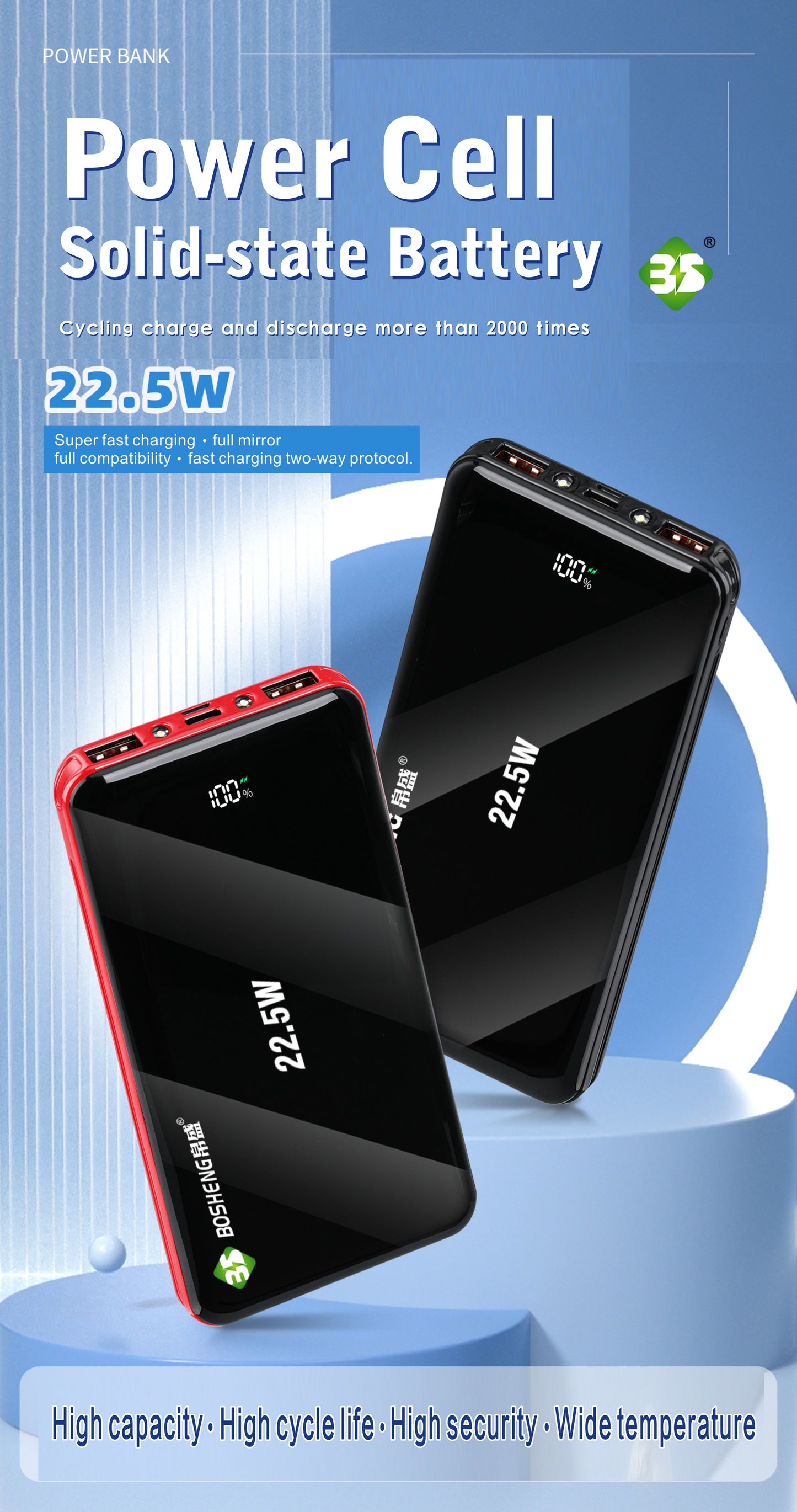 Portable Power Bank  Fast Charging Universal Battery Pack For IPhone, Android & All Devices, Compact & Lightweight,  Travel-Friendly