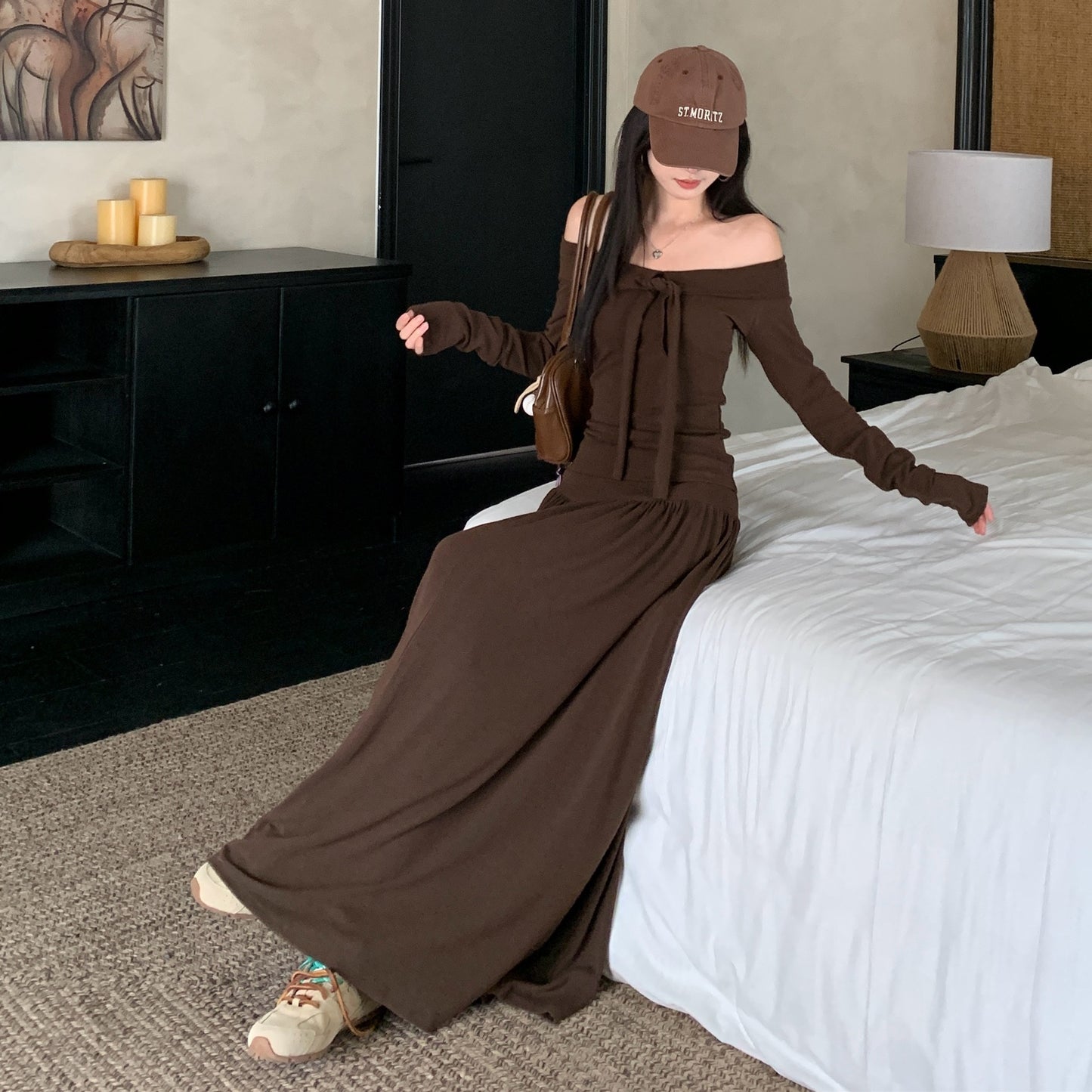 Longleeve Offshoulder Top Skirt