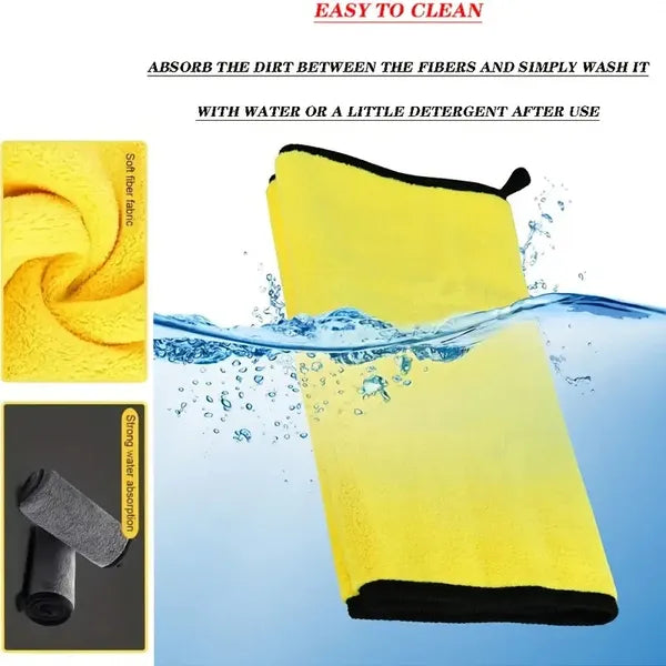 Super Microfiber Car Cleaning Towel - Reusable Car Detail Cloth For Seamless Glass/Upholstery/Furniture Tables/Chairs/Flooring, Fast-absorbing, Lint-Free Household And Vehicle Care Fabrics