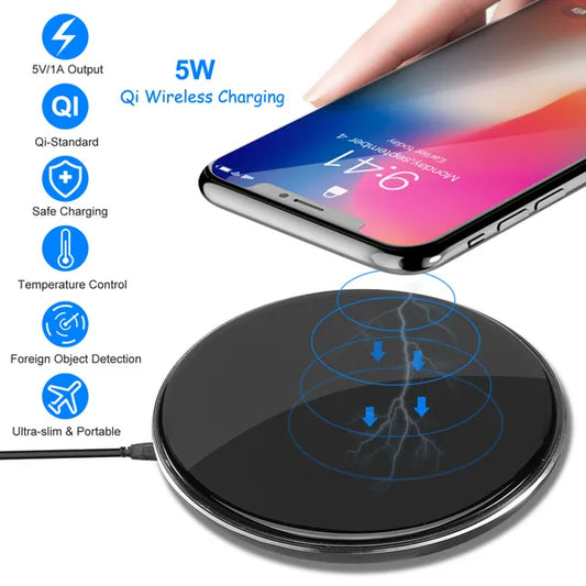 Wireless Charger Qi-Certified Ultra-Slim 5W Charging Pad For IPhone XS MAX/XR/XS/X/ 8/8 Plus