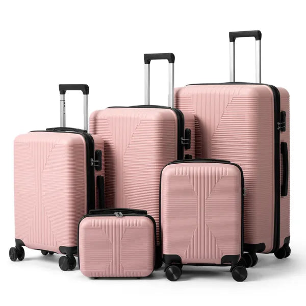 Non-TSA Customs Lock 5-in-1 PP Trolley Case, 12in, 16in, 20in, 24in, 28in PP Rose Color