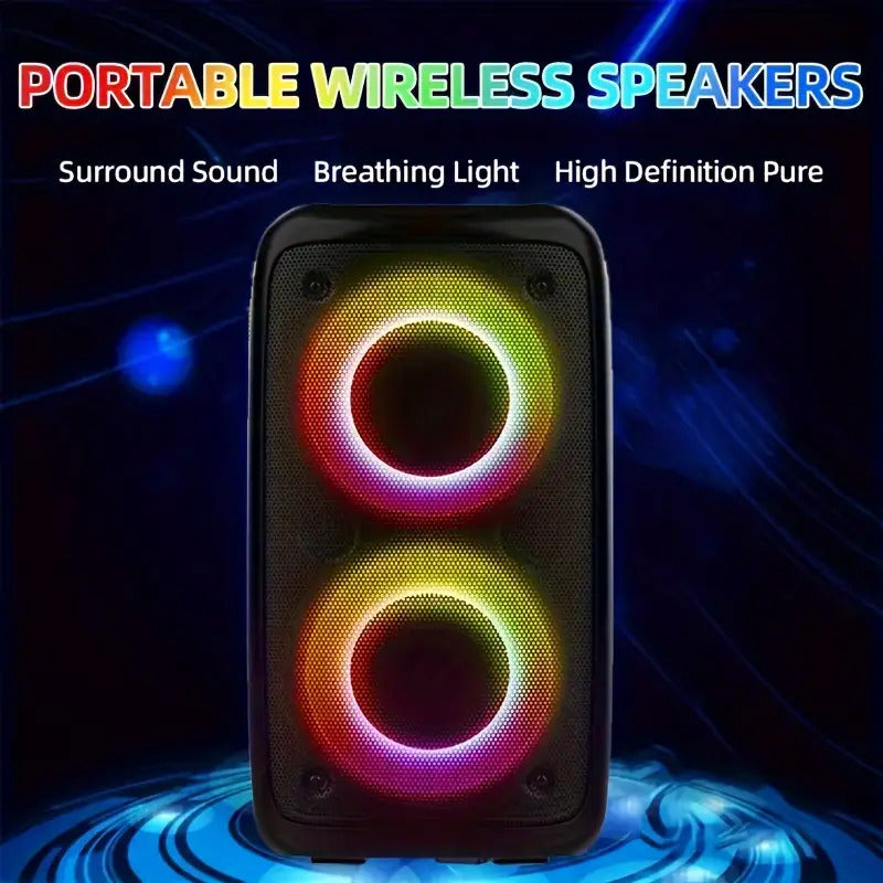 Wireless Speaker With Subwoofer, Large Boombox Speaker, Stereo Speaker, Subwoofer, Outdoor Wireless Speaker, Party Disco Light, TWS, TF, AUX